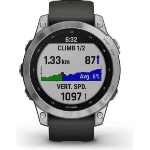Montre Connectée GARMIN Fenix 7 - Noire & Argent - Entraînements Personnalisés - Autonomie Longue Durée – Image 1